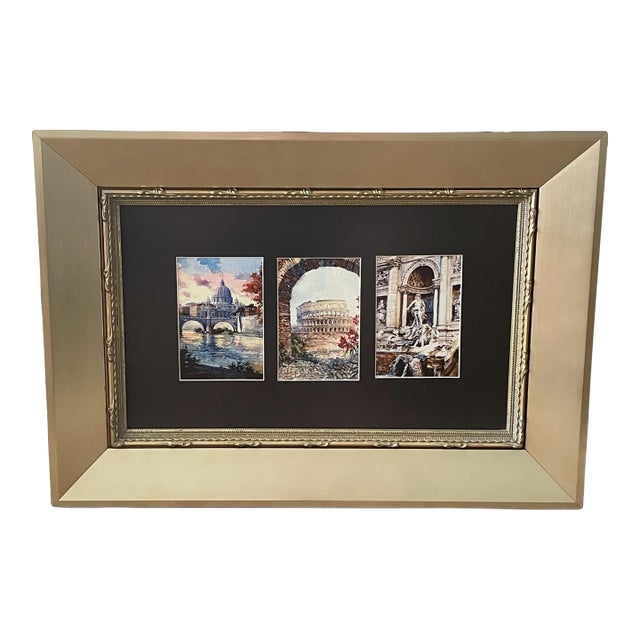 Italian Landmark Triptych | Framed European Travel Art For Sale