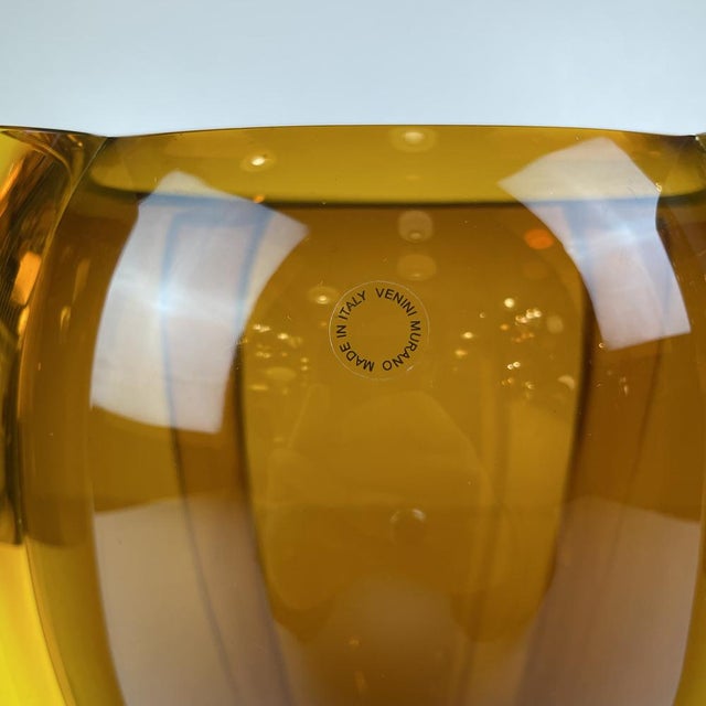 Goldenrod Murano Vase by Tina Aufiero for Venini, 1997 For Sale - Image 8 of 14