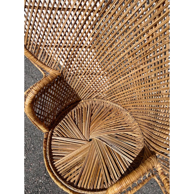 1960s Natural Woven Wicker Bamboo Rattan Peacock Chair For Sale - Image 5 of 9