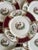 Art Deco 1930s Myott Staffordshire Chelsea Bird Salad Plates Burgundy Gold English China - Set of Eight (8) 7 7/8” For Sale - Image 3 of 11
