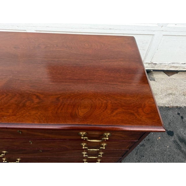 Vintage Georgian Chippendale Style Inlaid Flame Mahogany Chest of Drawers by Md. Colony For Sale - Image 14 of 17