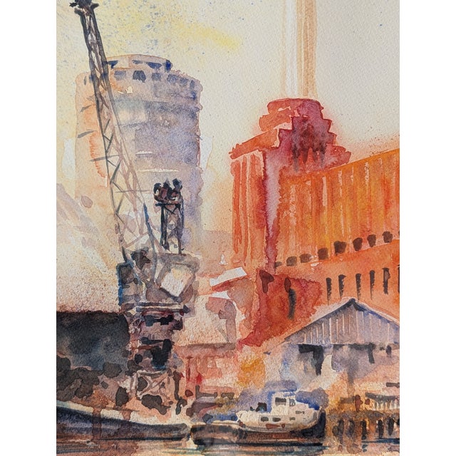 Contemporary 1996 Contemporary Battersea Power Station London Cityscape Watercolor by Charles Foster-Hall, Framed For Sale - Image 3 of 6