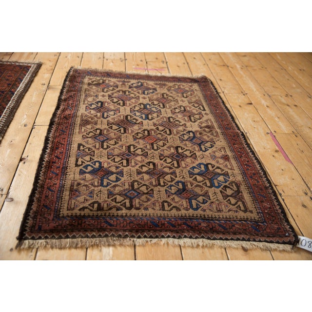Old New House Vintage Belouch Square Rug 2'11" X 4'2" For Sale - Image 4 of 8