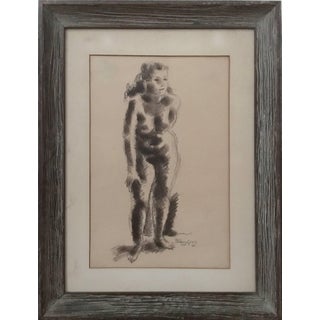 Chaim Gross, Rare Early Nude Drawing American Modernist Sculptor For Sale