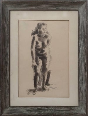 Chaim Gross, Rare Early Nude Drawing American Modernist Sculptor