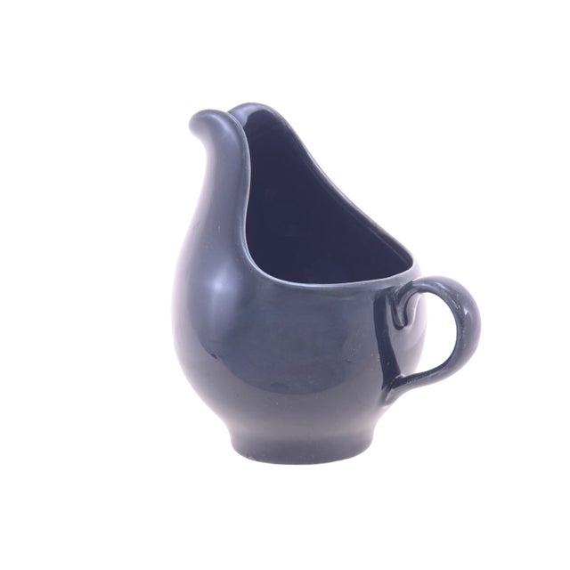 Midcentury slate charcoal gray ceramic pitcher. No maker's mark. Light wear with small glaze skip (pictured).