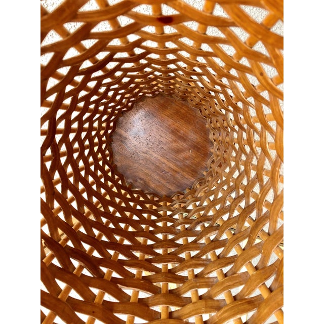 Wood Circa 1970 Appalachian Black Walnut Wood & Cane Basket by Berea College Crafts For Sale - Image 7 of 13