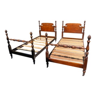 Antique Twin Spindle Beds - a Pair For Sale