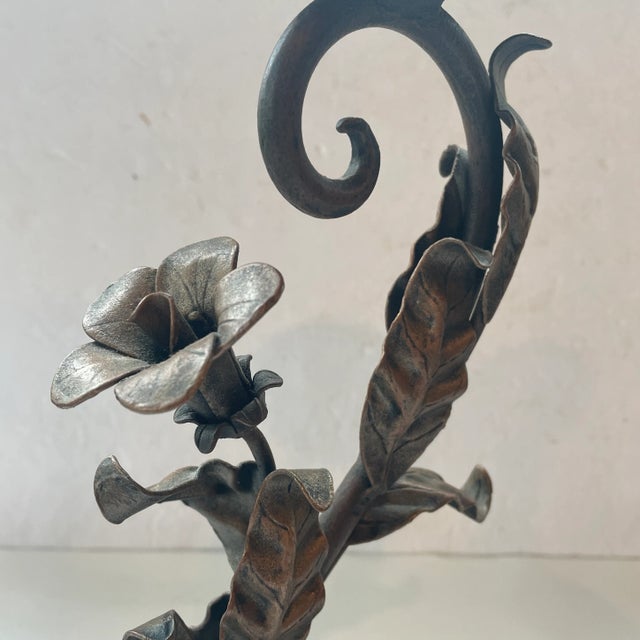 Vintage Hand Wrought Metal Candlestick Holders Set of 2 For Sale - Image 11 of 13