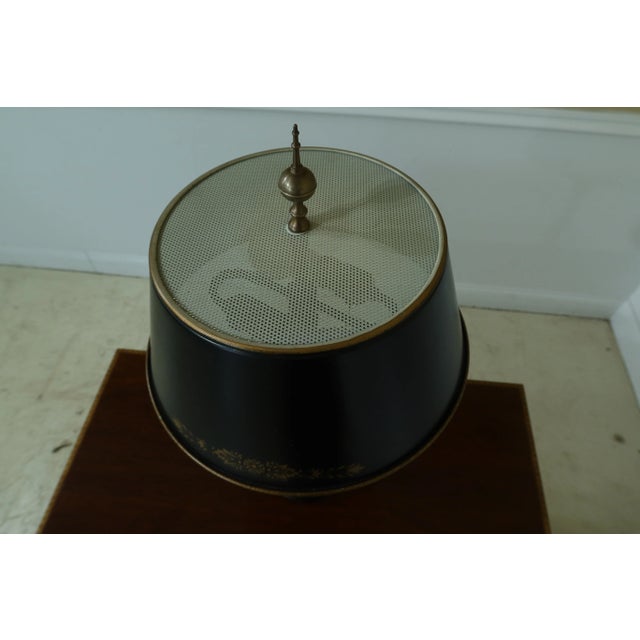 Brass Dolphin Design Table Lamp W. Toleware Shade For Sale In Philadelphia - Image 6 of 10