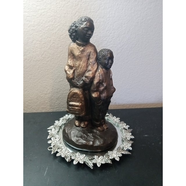 Bronze 1980s Gorgeous My Big Sister Signed Bronzed Ceramic Austin Sculpture For Sale - Image 8 of 8