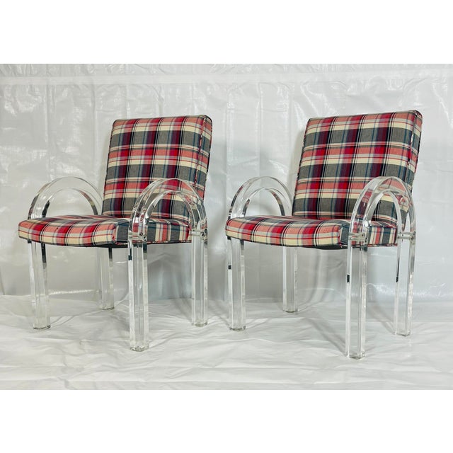 Wood Pair of Lucite “Waterfall” Armchairs by Charles Hollis Jones, Signed 1972 For Sale - Image 7 of 17