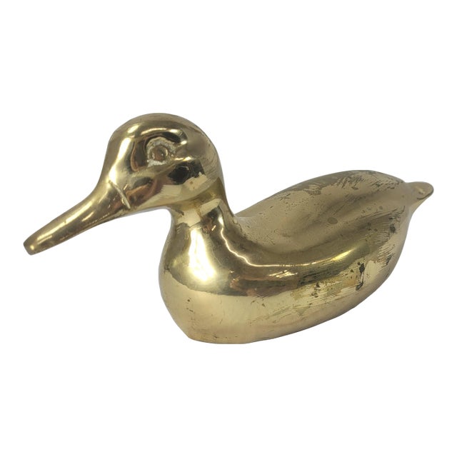 Vintage Cabin Hunter Lodge Edwardian Brass Duck Mallard Figure Sculpture For Sale