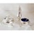 A fine antique sterling silver three-piece cruet set, designed in the elegant Georgian style and comprising a mustard pot,...