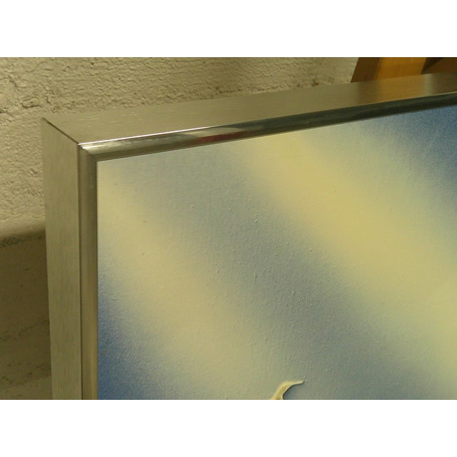 Metal Abstract Textured Painting of Sailboats on Lake Michigan For Sale - Image 7 of 8