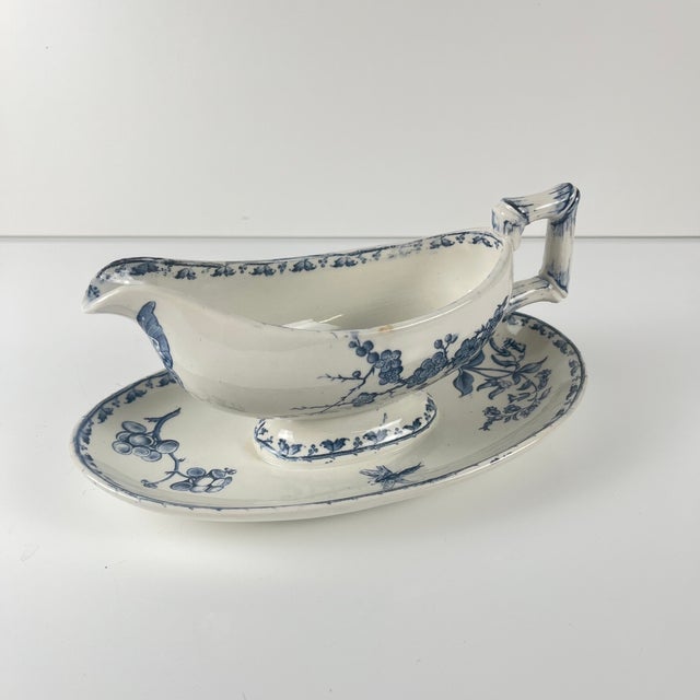 Carmen Gravy Boat in Blue Earthenware from Sarreguemines, 1875-1900 For Sale - Image 9 of 13