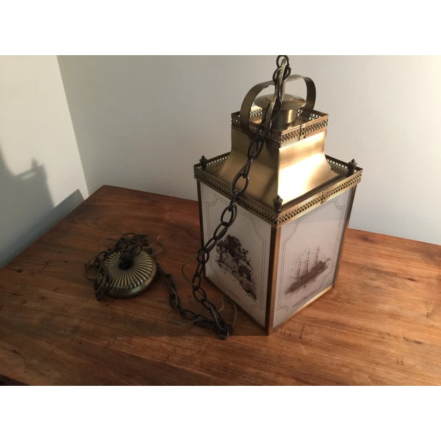 Brass & Glass Nautical Swag/Pendant Light For Sale - Image 9 of 13