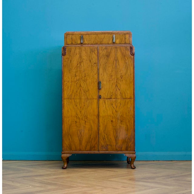 Art Deco British Burr Walnut Tallboy, 1930s For Sale - Image 11 of 11