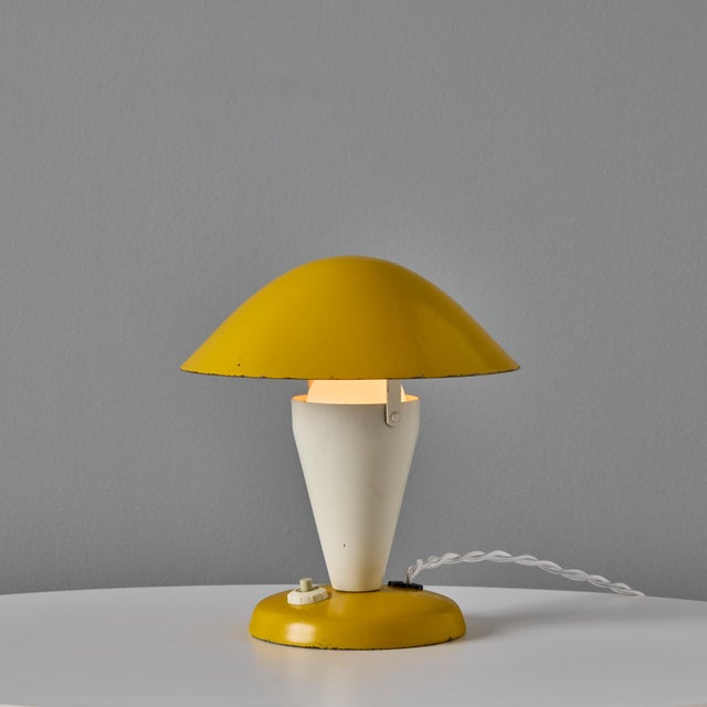 Pair of 1940s Josef Hurka Yellow Adjustable Shade Table Lamps for Napako Pair of table lamps in yellow and white lacquered...