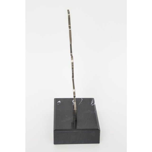 Vintage Abstract Steel Cubist Sculpture on Black Veined Marble Base, 1990 For Sale - Image 10 of 12