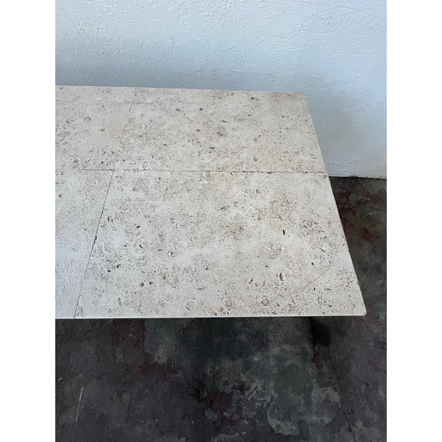 Tan Karl Springer Style Faux Stone Coffee Table, Metal & Resin, Usa For Sale - Image 8 of 12