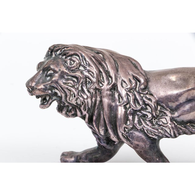 Vintage Israeli Sterling Silver Clad Lion Figurine For Sale - Image 4 of 7