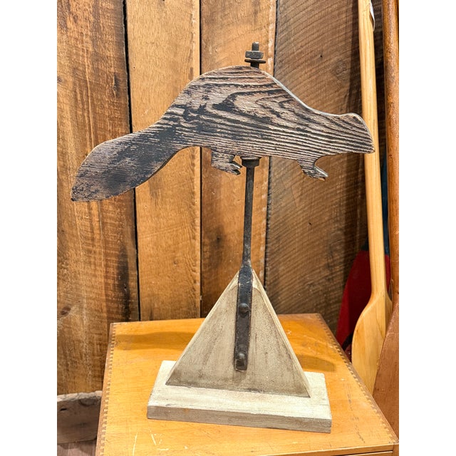 Early Primitive Beaver Weathervane on Custom Base c.1920s For Sale - Image 6 of 6