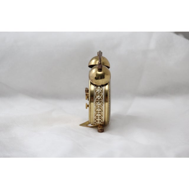 Gold Alarm Desk Clock in Brass, 1970s For Sale - Image 12 of 15