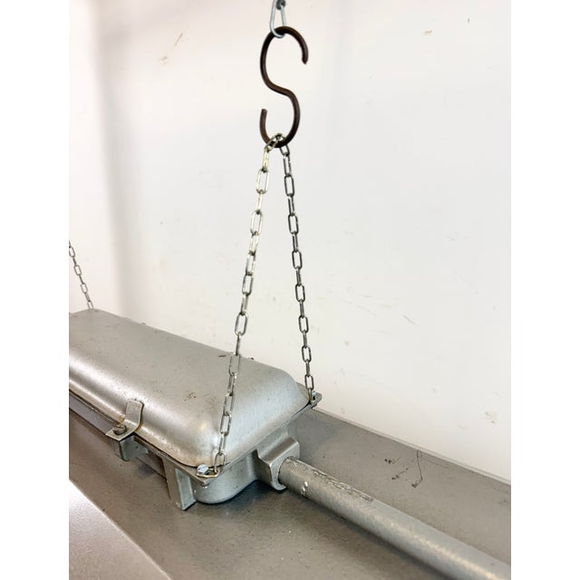 Grey Industrial Hanging Tube Light from Polam Gdansk, 1970s For Sale - Image 10 of 18