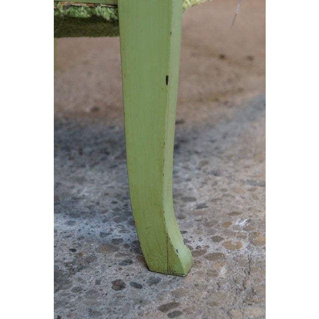 Antique Victorian French Country Louis XV Style Green Painted Settee Bench For Sale - Image 13 of 18