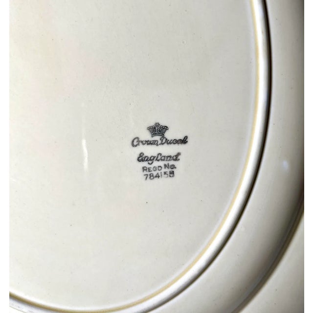 1970s 1970s Crown Ducal Oval Serving Platter - Fruit & Floral Rim, Embossed Grooves, Orange Color Trim For Sale - Image 5 of 6