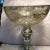 Oversized mercury glass footed bowl. Lovely cross hatching pattern on the bowl. Stem silvered. Mottled effect to glass....