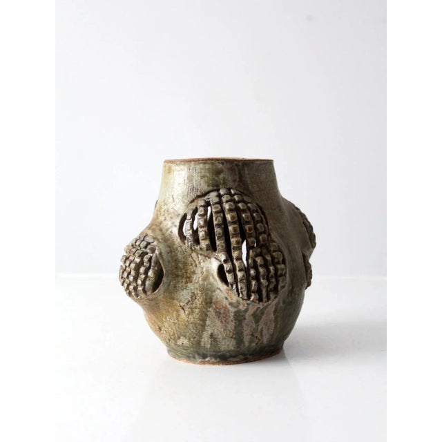 Vintage Free Form Studio Pottery Vase For Sale - Image 4 of 13