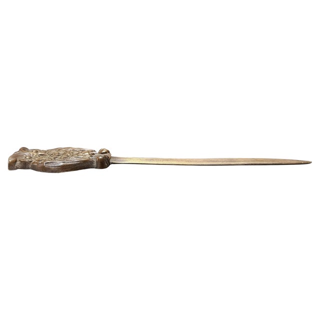 Early 20th Century Bronze Owl Letter Opener For Sale In Chicago - Image 6 of 8