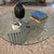Charles Hollis Jones Post-Modern Glass Coffee Table Serpentine Picket Base of Frosted Lucite and Chrome Rods For Sale - Image 4 of 6