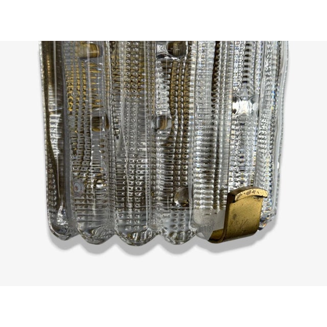Transparent Carl Fagerlund, Textured Glass, Brass, Large Wall Sconces, Sweden, 1940s For Sale - Image 8 of 8