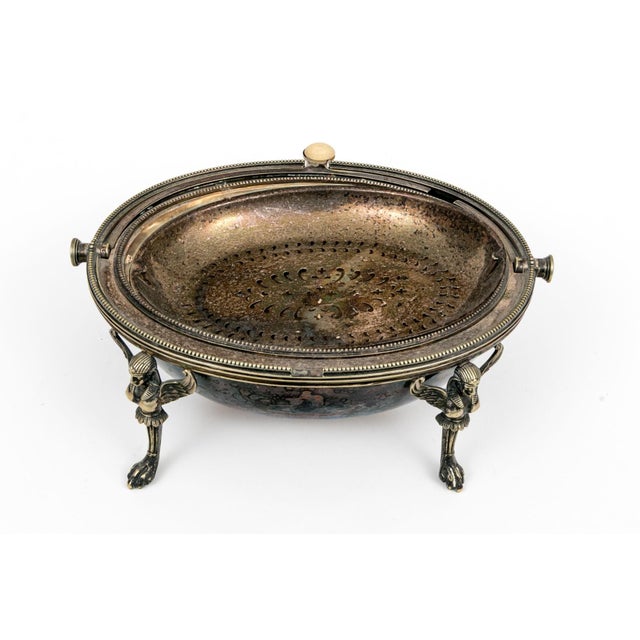 Silver Antique Henry Wilkinson Sheffield Silverplate Bread Warmer Egyptian Revival Sphinx Legs For Sale - Image 8 of 9
