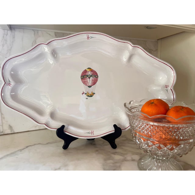 1990s French Country Pierre Deux Hot Air Balloon Handpainted Platter by Segries Moushers For Sale - Image 12 of 18