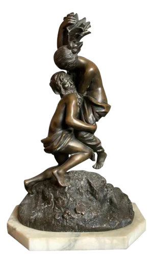 19th Century German Bronze Group on Marble Plinth