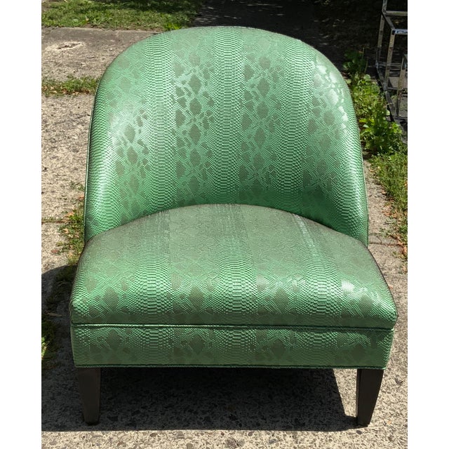 Vintage Round Back Green Upholstered Chair For Sale - Image 13 of 13