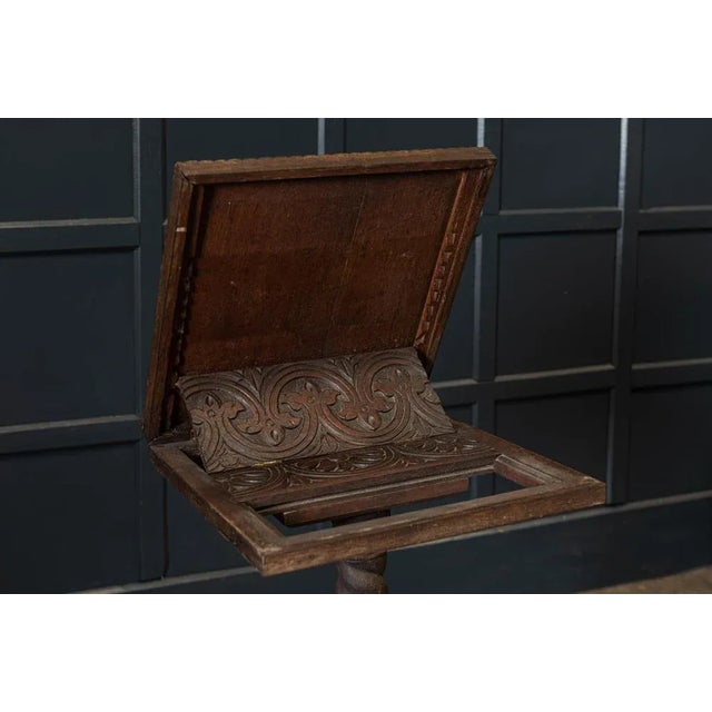 19th Century English Carved Oak Bible Reading Stand For Sale - Image 9 of 11