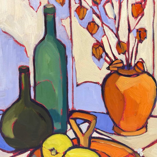 2020s "Perennial Fruits" Contemporary Original, Expressive and Colorful, Still Life Oil Painting on Panel For Sale - Image 5 of 7