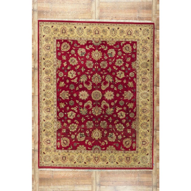 Red Vintage Red Indian Rug - 08'02 X 10'05 For Sale - Image 8 of 8