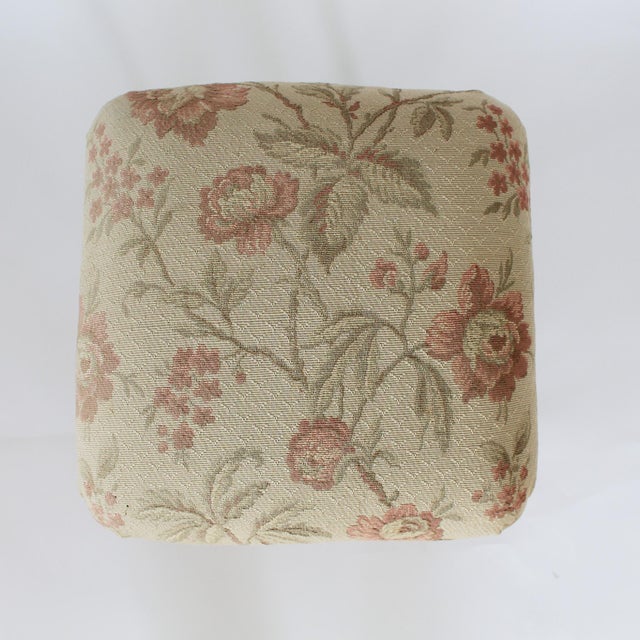 Queen Anne-Style Upholstered Footstool For Sale - Image 4 of 12