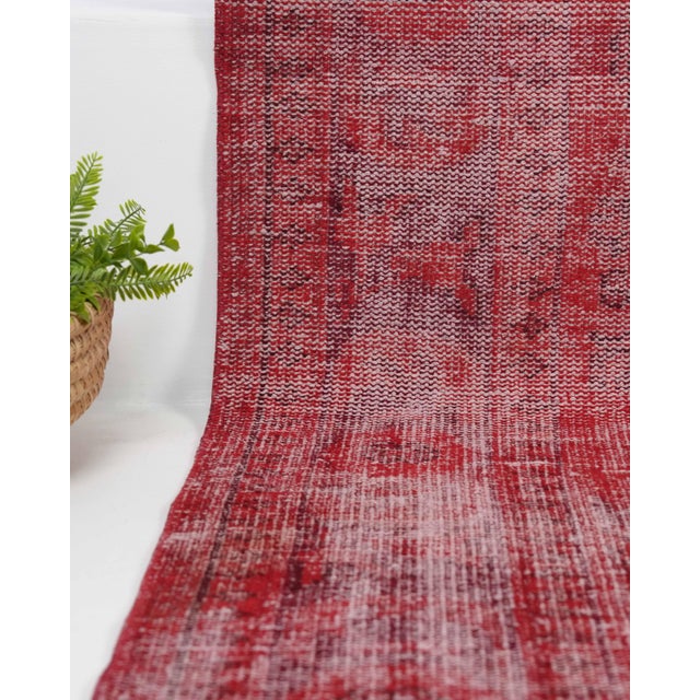1970s Vintage Turkish Oushak Handmade Wool Cotton Red Area Rug For Sale - Image 4 of 11