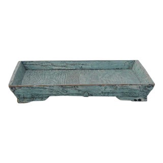 Contemporary Weathered Soft Aqua Wash Reclaimed Wood Tray For Sale