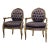 Early 20th Century Pair of Tufted Oval Back Carved French Regency Style Arm Chairs For Sale