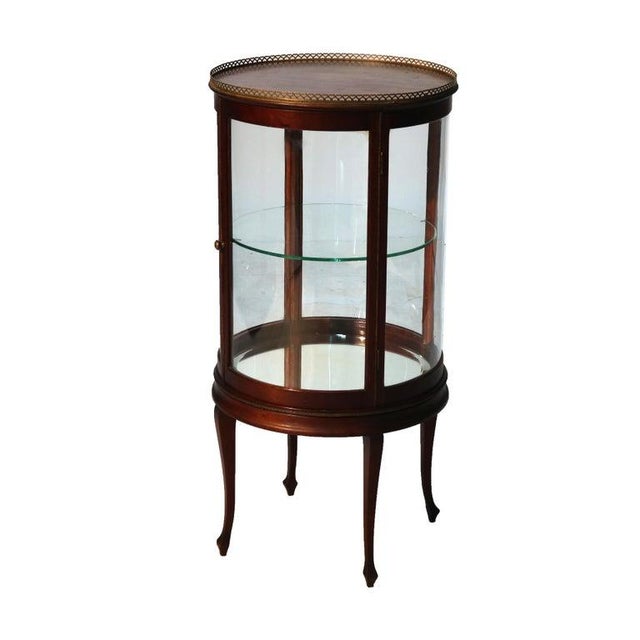 Antique Louis XVI Style Mahogany, Glass & Ormolu Round Vitrine C1910 For Sale - Image 9 of 15