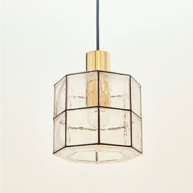 Mid-Century Modern Mid-Century Modern Pendant Light in Glass and Brass from Limburg, Germany, 1960s For Sale - Image 3 of 12