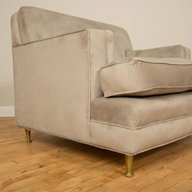 Bronze 1950s Mid Century Italian Bronze Leg Oversized Club Chairs - a Pair For Sale - Image 8 of 9